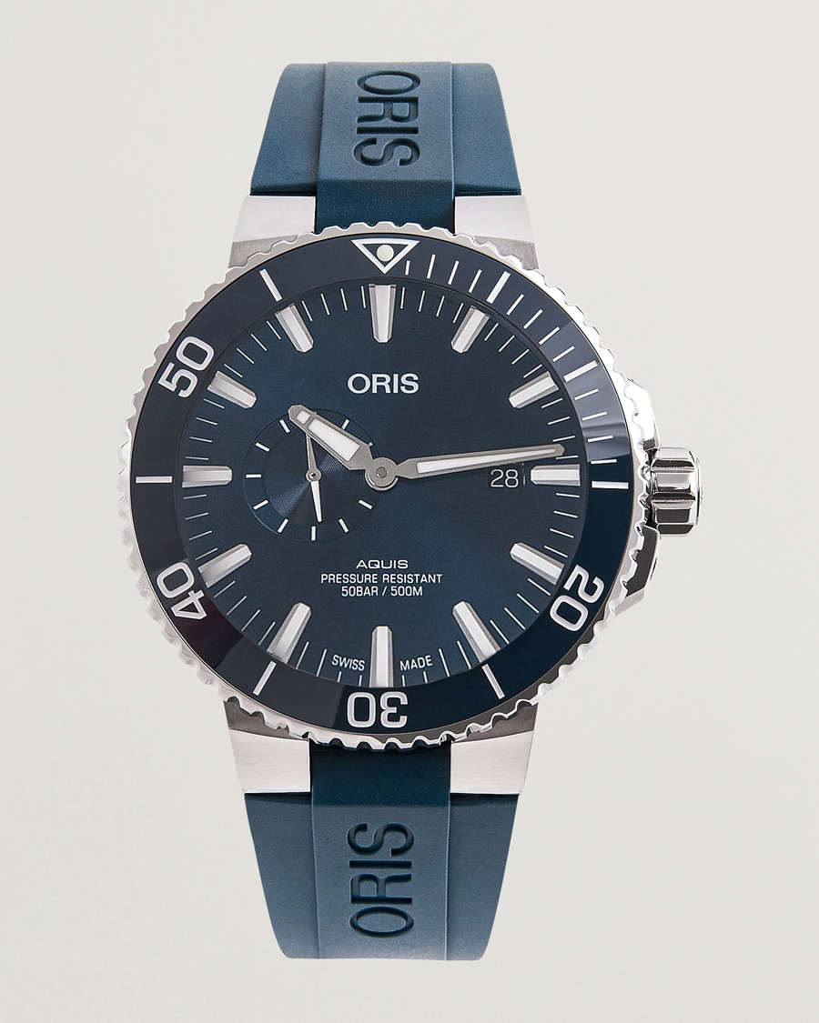 Herren | Oris Aquis Small Second 45,5mm Rubber Bracelet Blue | Oris | Aquis Small Second 45,5mm Rubber Bracelet Blue