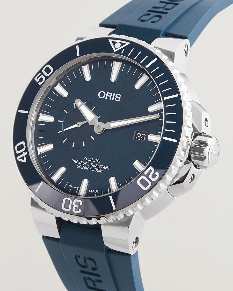 Herren | Oris Aquis Small Second 45,5mm Rubber Bracelet Blue | Oris | Aquis Small Second 45,5mm Rubber Bracelet Blue