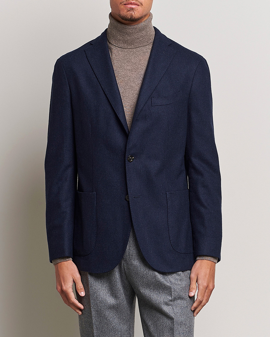 Herren | Sakkos | Boglioli | K Jacket Washed Flannel Blazer Navy