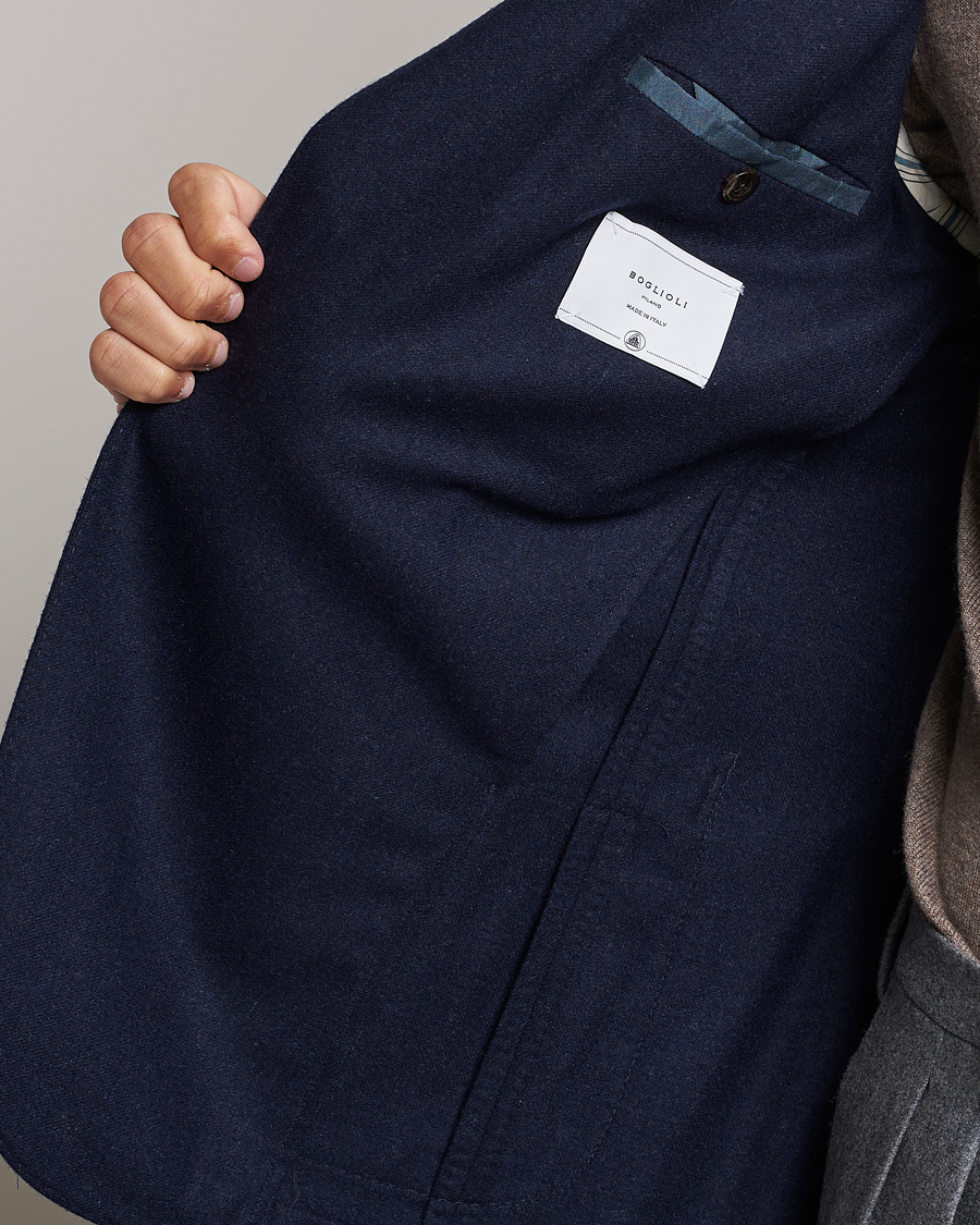 Herren | Sakkos | Boglioli | K Jacket Washed Flannel Blazer Navy