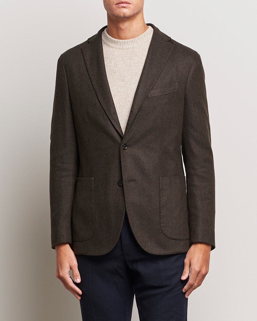 Herren | | Boglioli | K Jacket Wool Herringbone Blazer Dark Brown