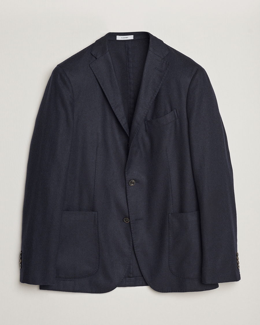 Herren | Sakkos | Boglioli | K Jacket Dyed Flannel Check Blazer Navy