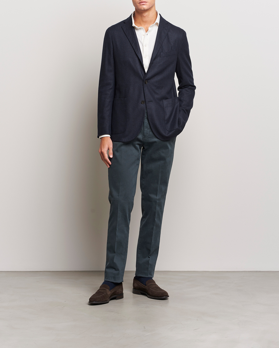 Herren | Sakkos | Boglioli | K Jacket Dyed Flannel Check Blazer Navy