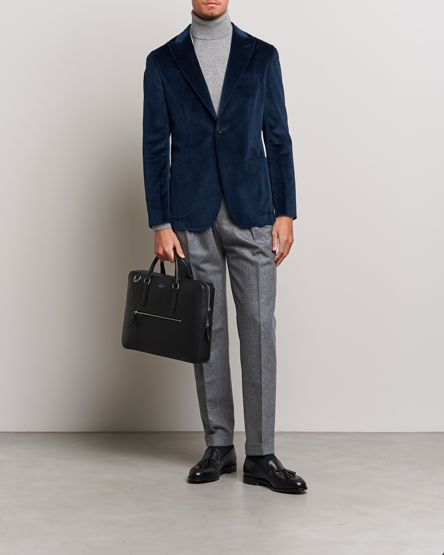 Herren | Sakkos | Boglioli | K Jacket Peak Lapel Velvet Blazer Navy
