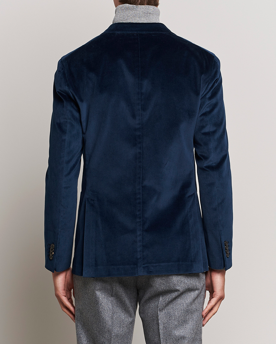Herren | Sakkos | Boglioli | K Jacket Peak Lapel Velvet Blazer Navy
