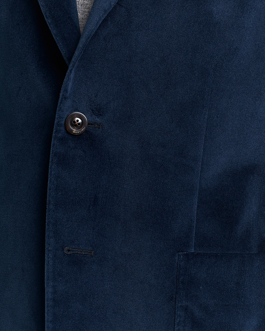 Herren | Sakkos | Boglioli | K Jacket Peak Lapel Velvet Blazer Navy