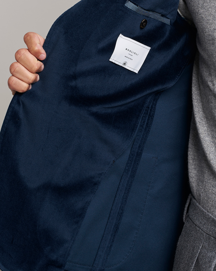 Herren | Sakkos | Boglioli | K Jacket Peak Lapel Velvet Blazer Navy