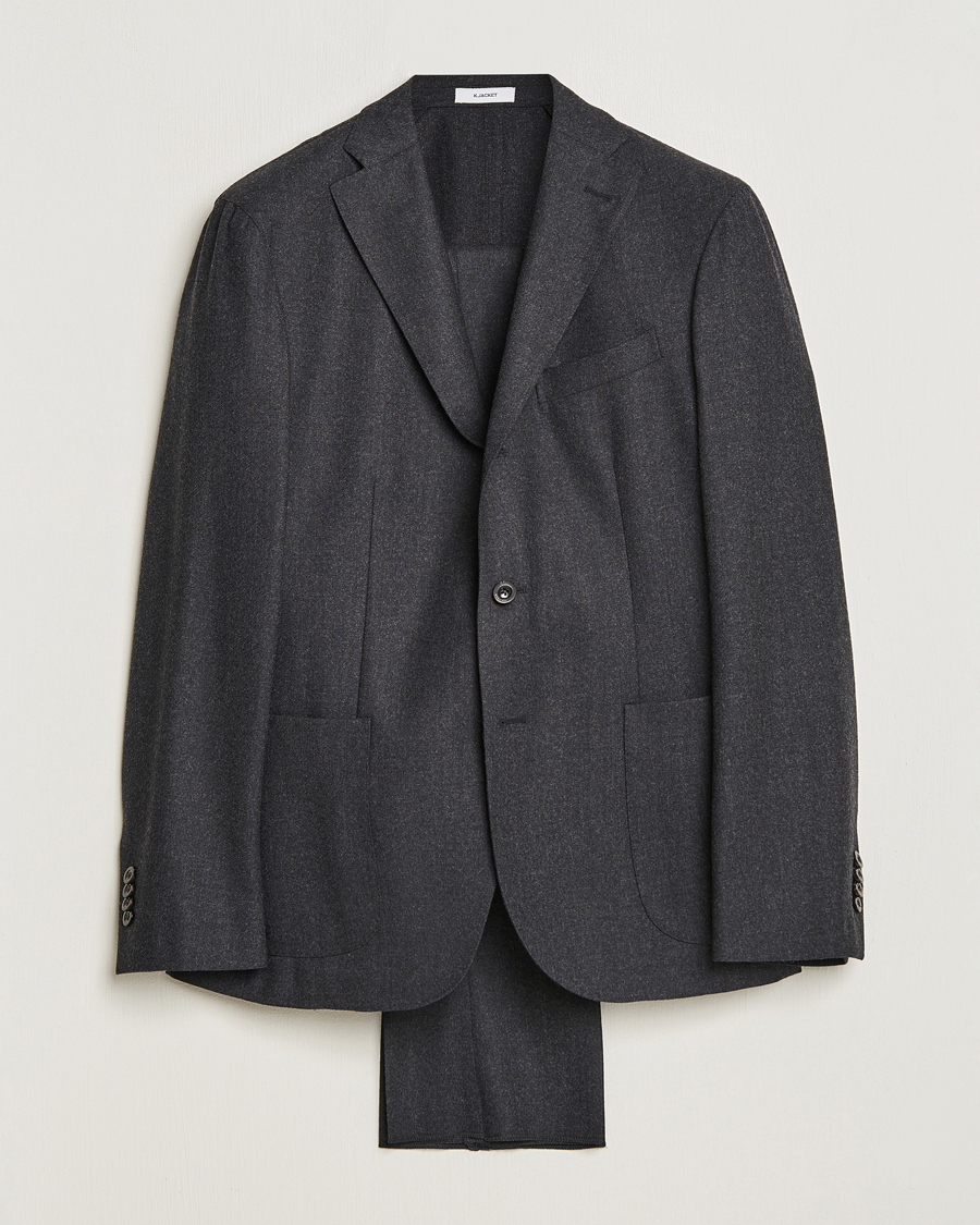 Herren | Anzüge | Boglioli | K Jacket Light Flannel Suit Dark Grey