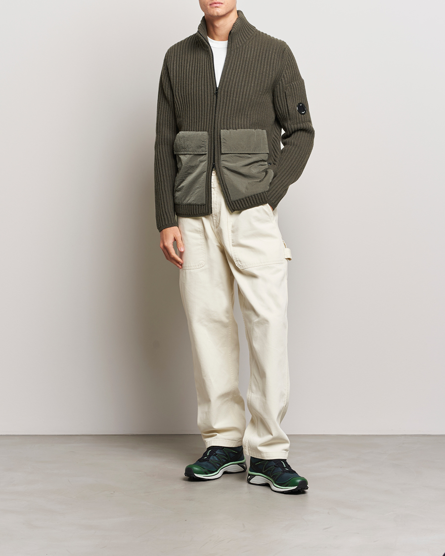 Herren | Pullover | C.P. Company | Heavy Knitted Lambswool Full Zip Olive