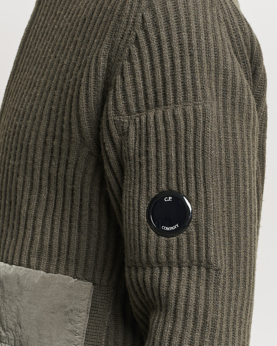 Herren | Pullover | C.P. Company | Heavy Knitted Lambswool Full Zip Olive
