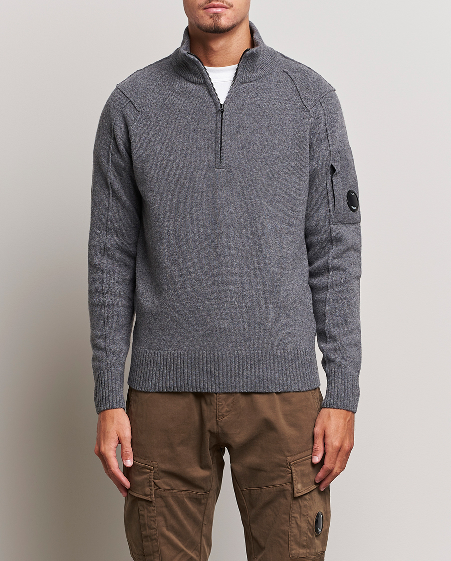 Herren |  | C.P. Company | Lambswool Lens Half Zip Grey Marl