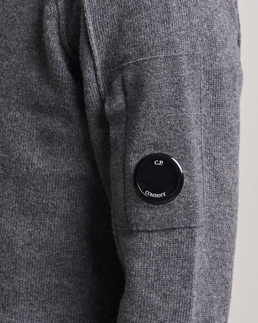 Herren | Pullover | C.P. Company | Lambswool Lens Half Zip Grey Marl