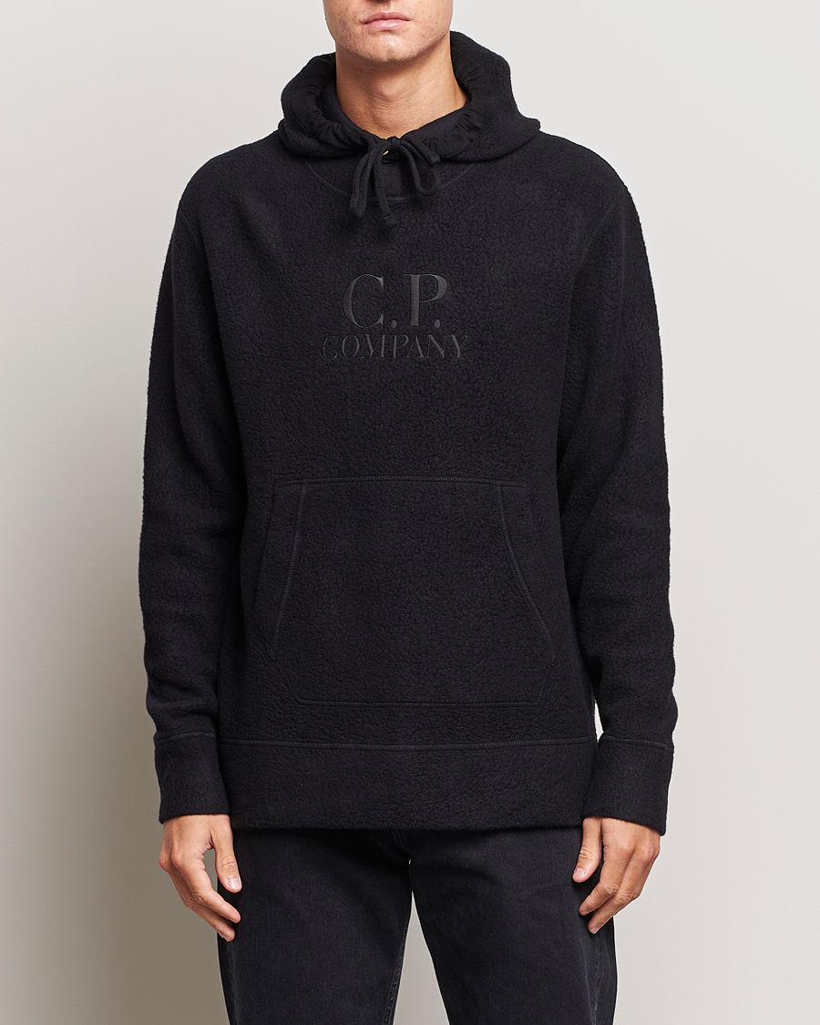 Herren |  | C.P. Company | Wool Polar Fleece Logo Hood Black