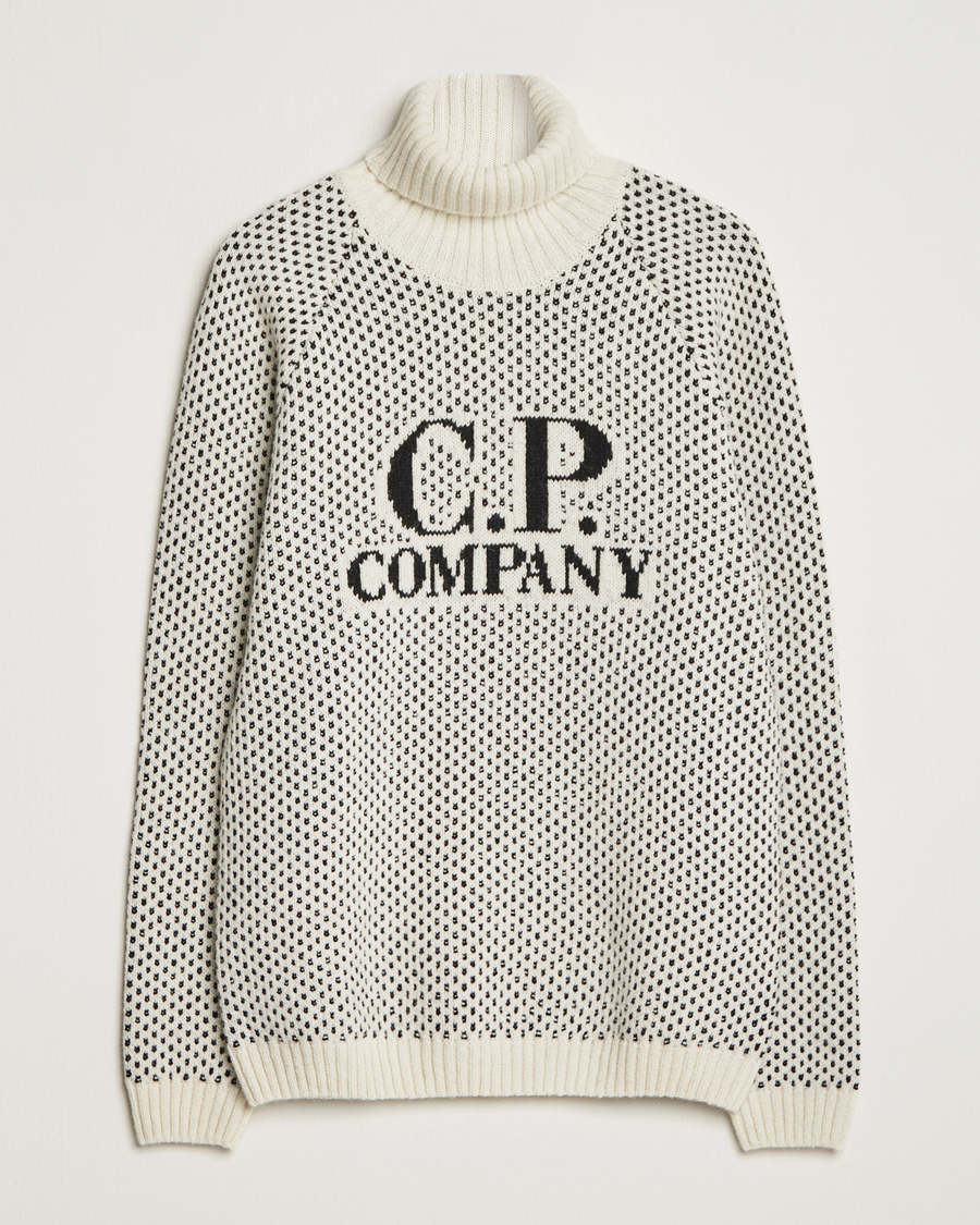 Herren | | C.P. Company | Wool Jaquard CP 3 Knitted Rollneck White