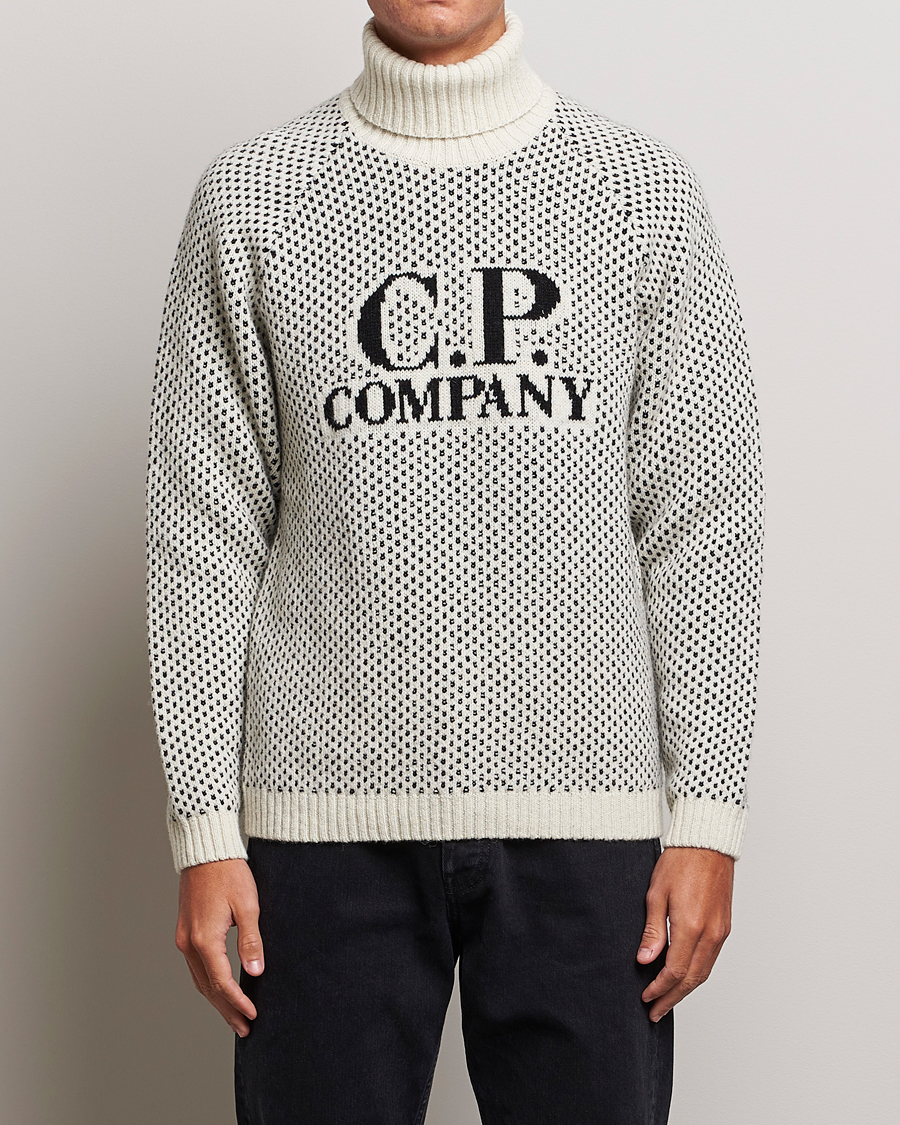 Herren | | C.P. Company | Wool Jaquard CP 3 Knitted Rollneck White