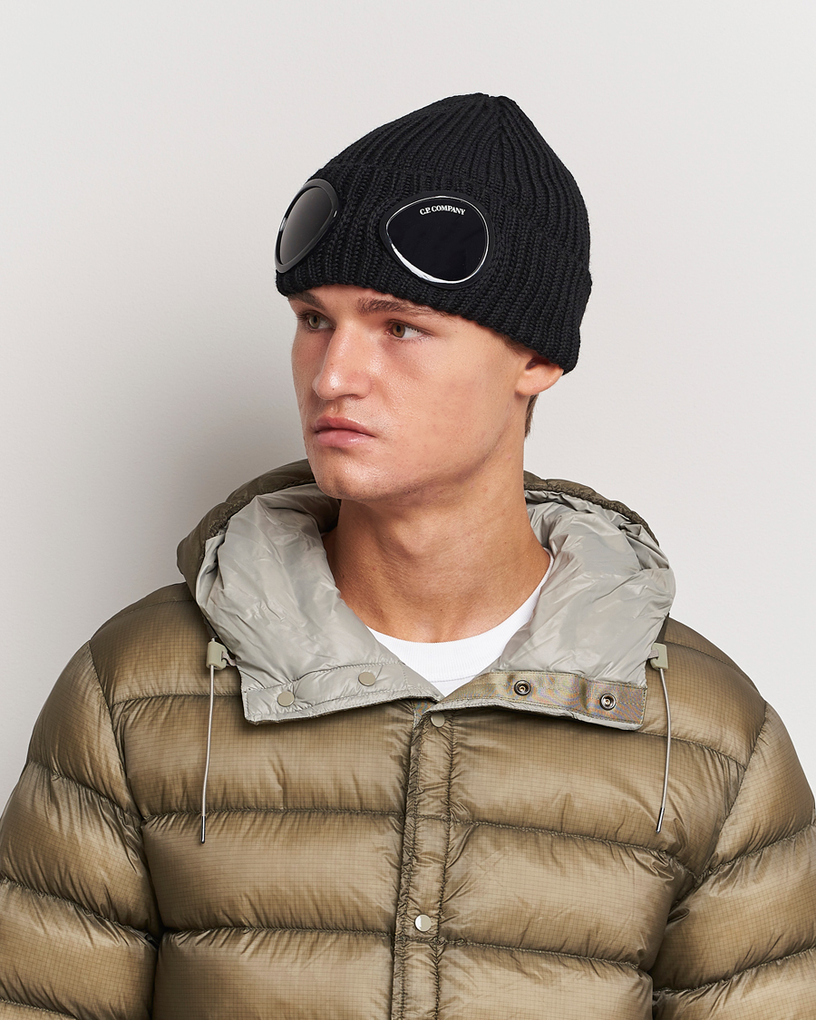 Herren | C.P. Company Knitted Merino Goggle Beanie Black | C.P. Company | Knitted Merino Goggle Beanie Black