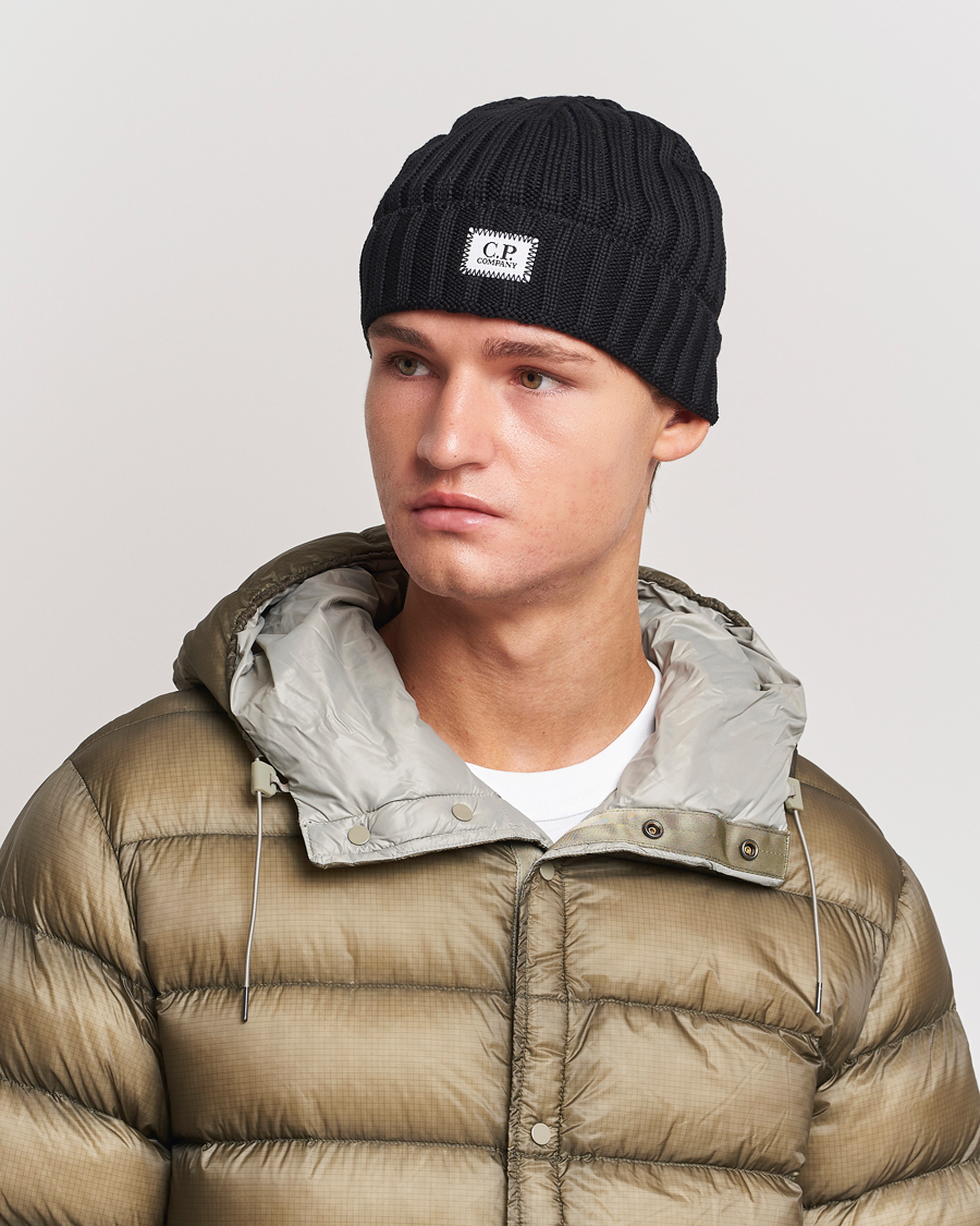 Herren |  | C.P. Company | Knitted Merino Logo Beanie Black