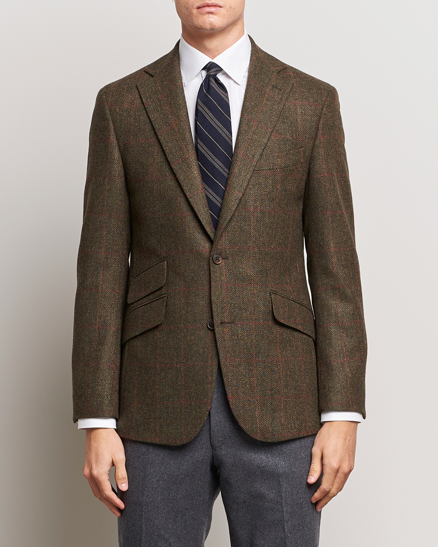 Herren | Tweedsakko | Walker Slater | Edward Lambswool Windowpane Blazer Green