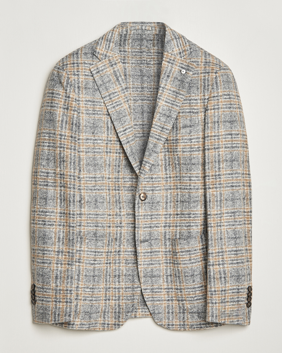 Herren |  | L.B.M. 1911 | Jack Checked Cotton/Wool Jersey Blazer Grey