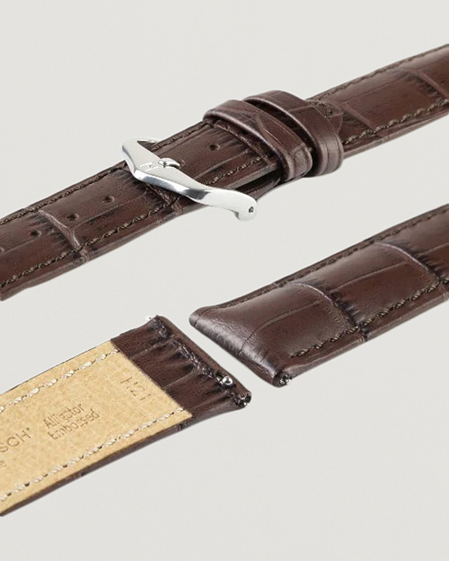 Herren | Uhrenarmband | HIRSCH | Duke Embossed Leather Watch Strap Brown