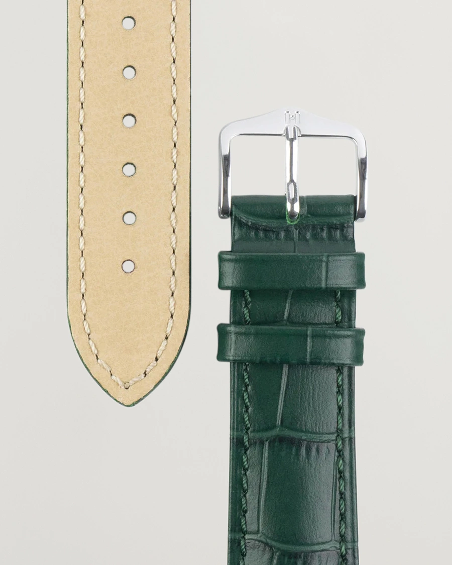 Herren |  | HIRSCH | Duke Embossed Leather Watch Strap Green