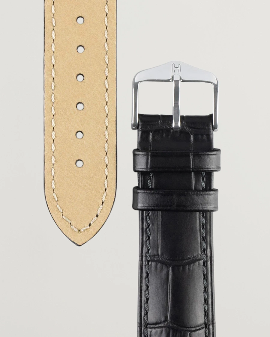 Herren | Uhrenarmband | HIRSCH | Duke Embossed Leather Watch Strap Black