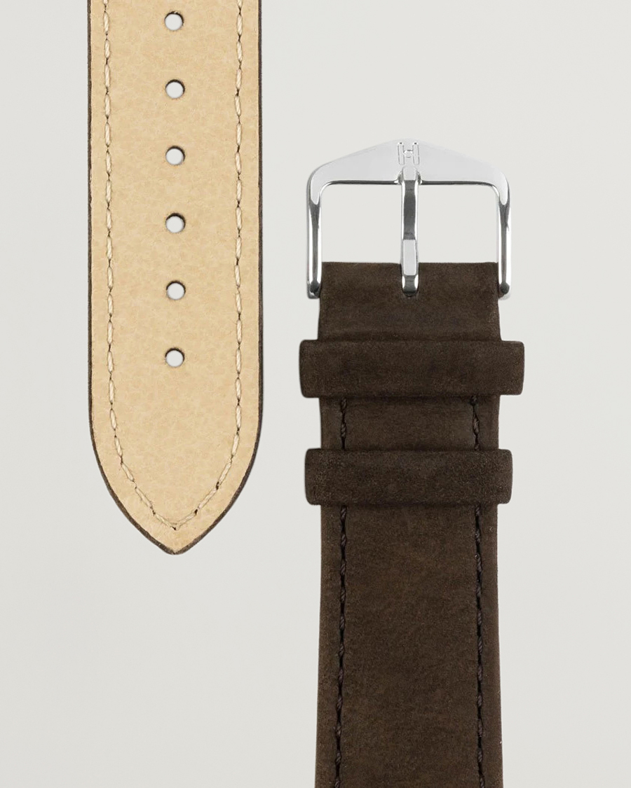 Men | Watch straps | HIRSCH | Osiris Calf Leather Nubuck Effect Watch Strap Brown