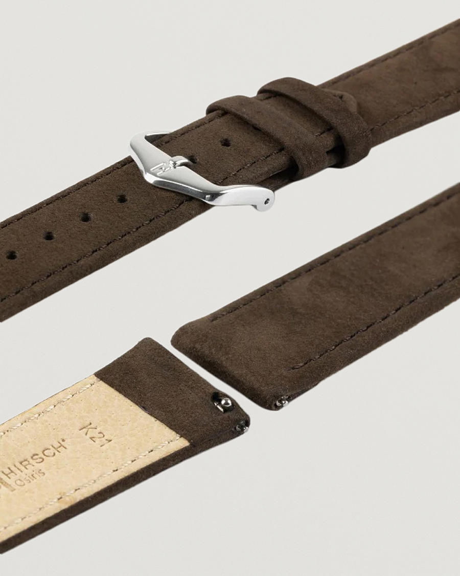 Herren | Uhrenarmband | HIRSCH | Osiris Calf Leather Nubuck Effect Watch Strap Brown