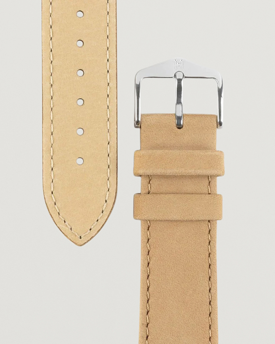 Herren | Uhrenarmband | HIRSCH | Osiris Calf Leather Nubuck Effect Watch Strap Beige