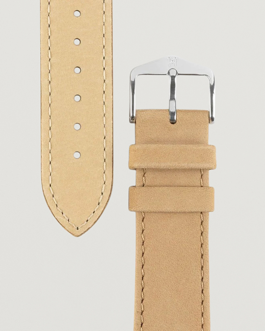 Men | HIRSCH | HIRSCH | Osiris Calf Leather Nubuck Effect Watch Strap Beige