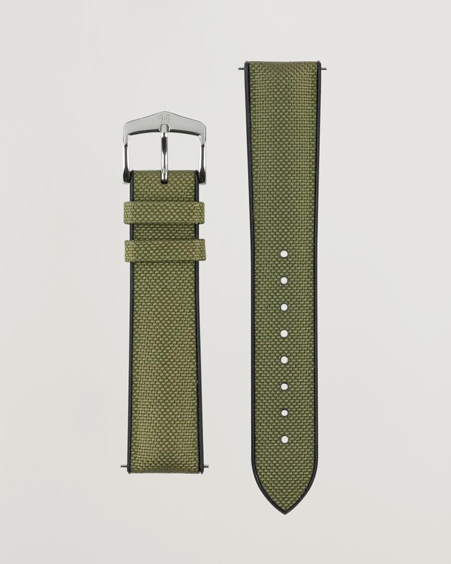 Herren | Uhrenarmband | HIRSCH | Arne Sailcloth Effect Performance Watch Strap Olive