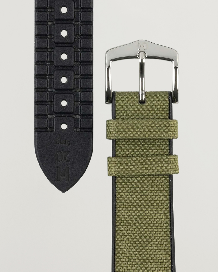 Herren | Uhrenarmband | HIRSCH | Arne Sailcloth Effect Performance Watch Strap Olive