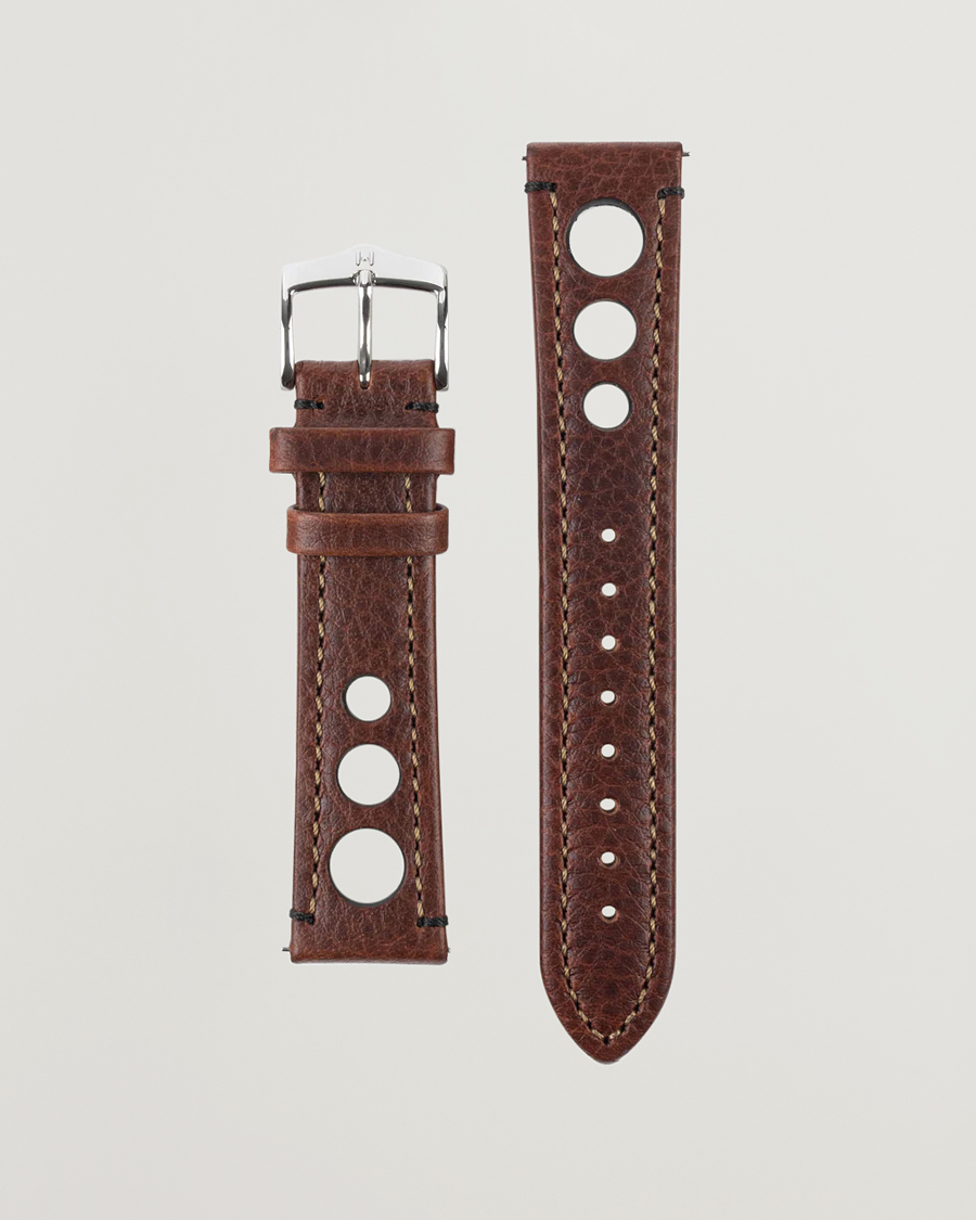 Herren | Uhrenarmband | HIRSCH | Rally Natural Leather Racing Watch Strap Brown