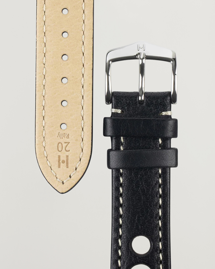 Men | HIRSCH | HIRSCH | Rally Natural Leather Racing Watch Strap Black