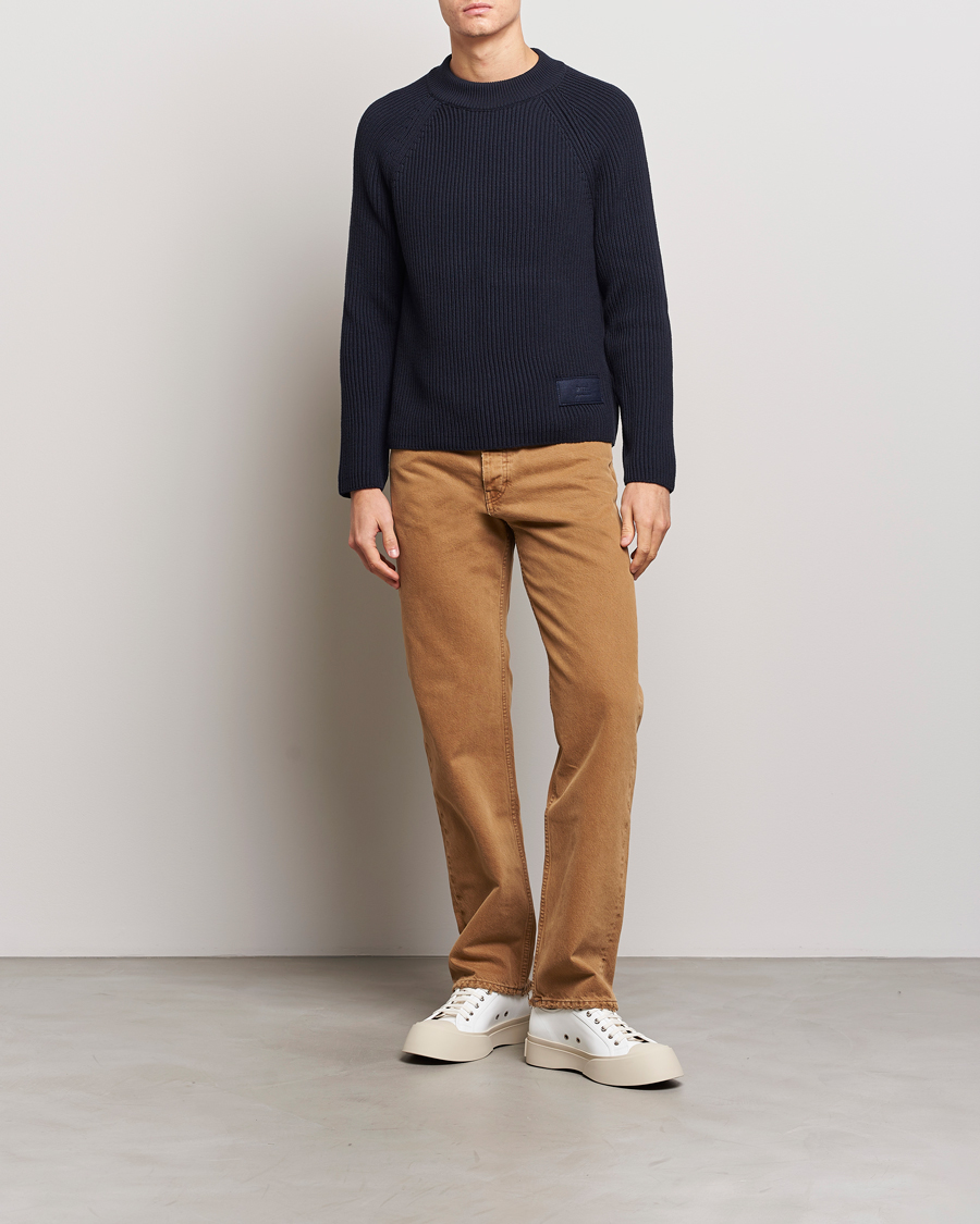 Herren | Pullover | AMI | Heavy Knitted Crew Neck Night Blue