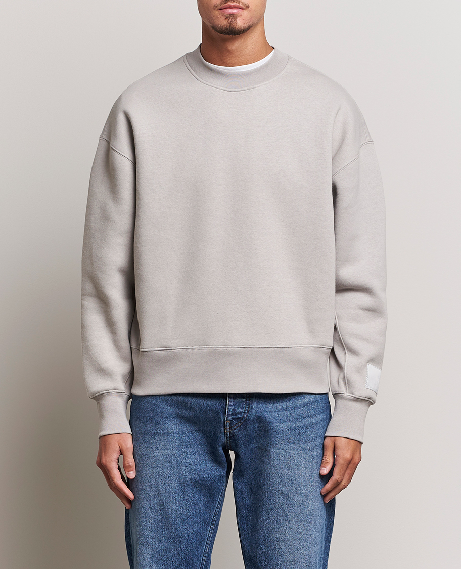 Herren | Graue Sweatshirts | AMI | Brushed Cotton Crew Neck Sweatshirt Pearl Grey