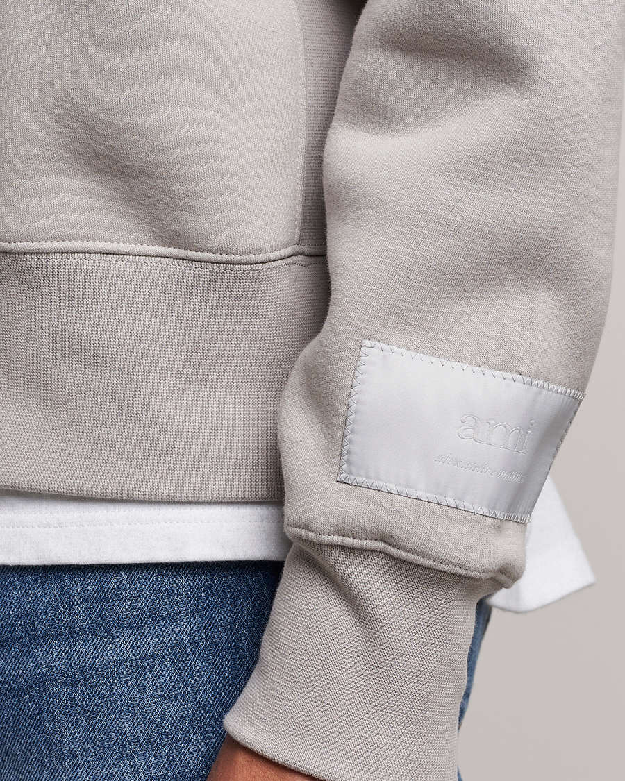 Herren | Pullover | AMI | Brushed Cotton Crew Neck Sweatshirt Pearl Grey