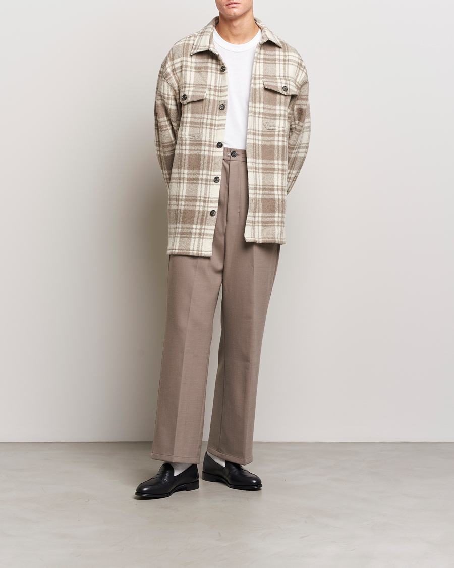 Herren | Hemden | AMI | Wool Maxi Checked Overshirt Ivory/Clay