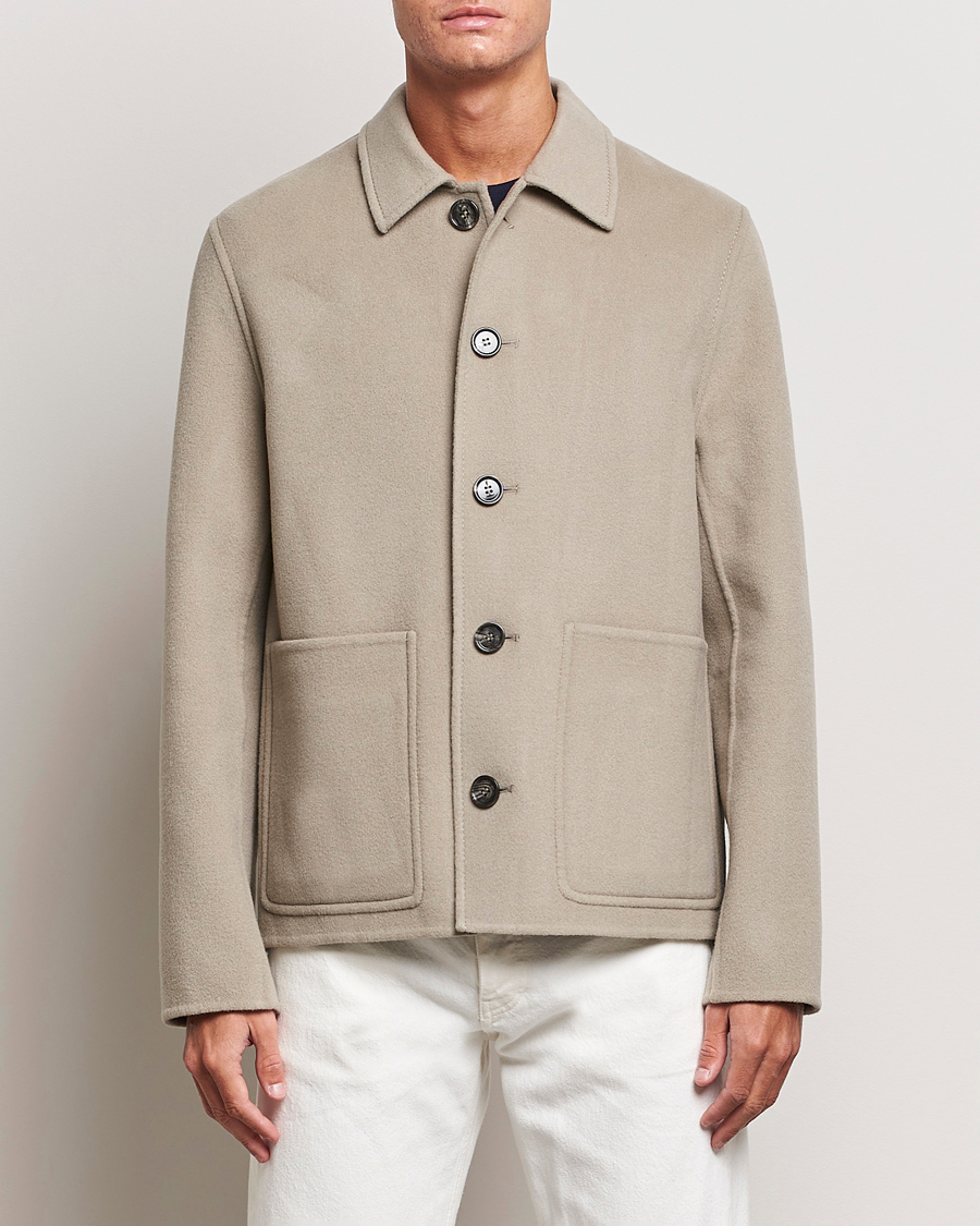 AMI Wool Cashmere Short Coat Argile Beige