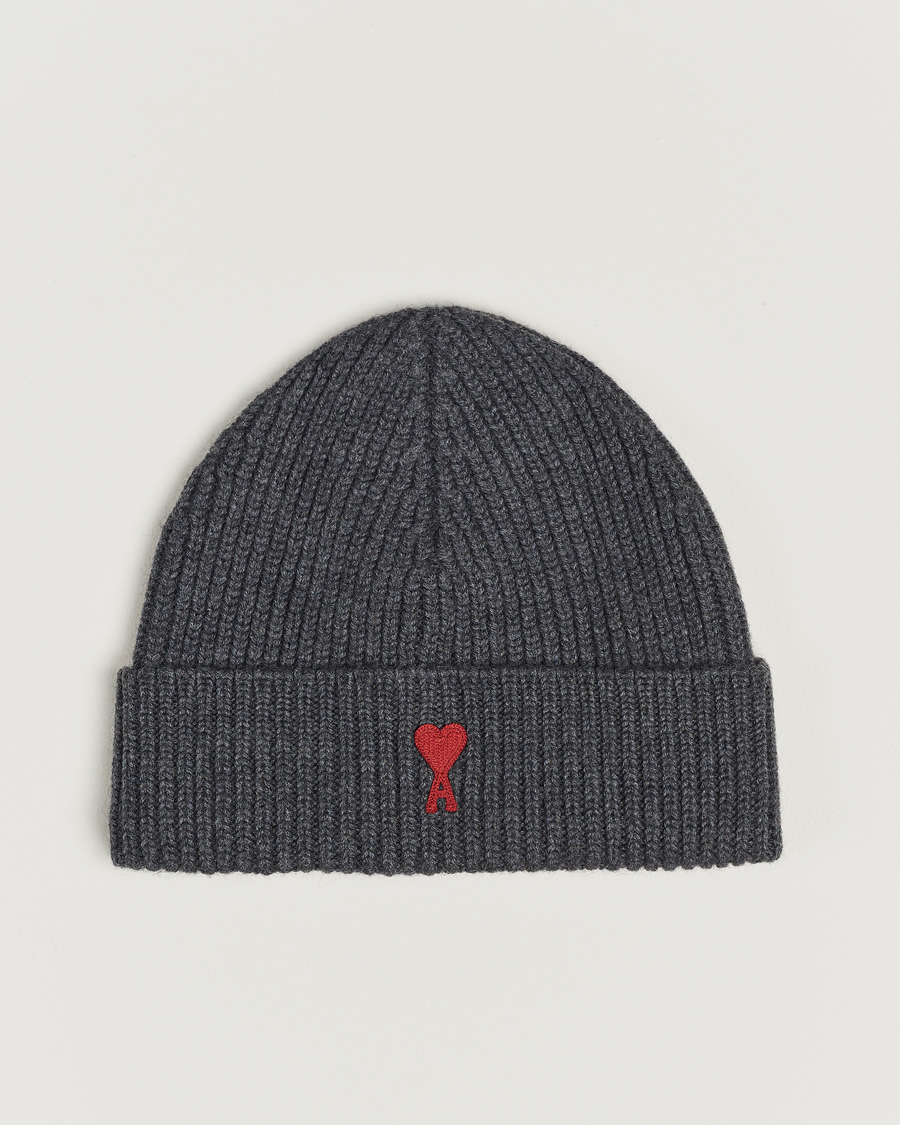 Herren | | AMI | Heart Logo Beanie Heather Grey