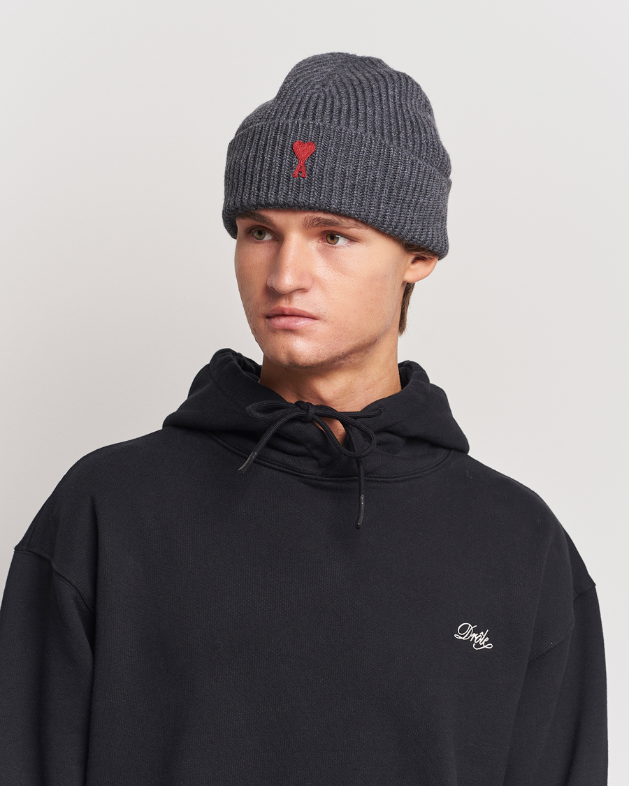 Herren | | AMI | Heart Logo Beanie Heather Grey