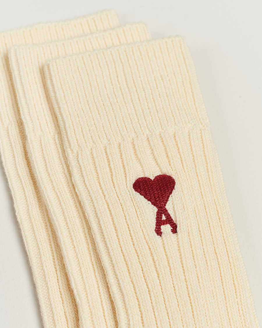 Herren |  | AMI | 3-Pack Heart Logo Socks Off White