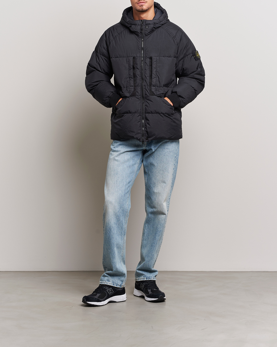 Stone Island Garment Dyed Recycled Nylon Down Jacket Black bei  