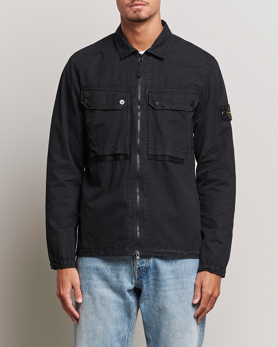 Herren | Hemdjacke | Stone Island | Garment Dyed  Cotton Overshirt Black