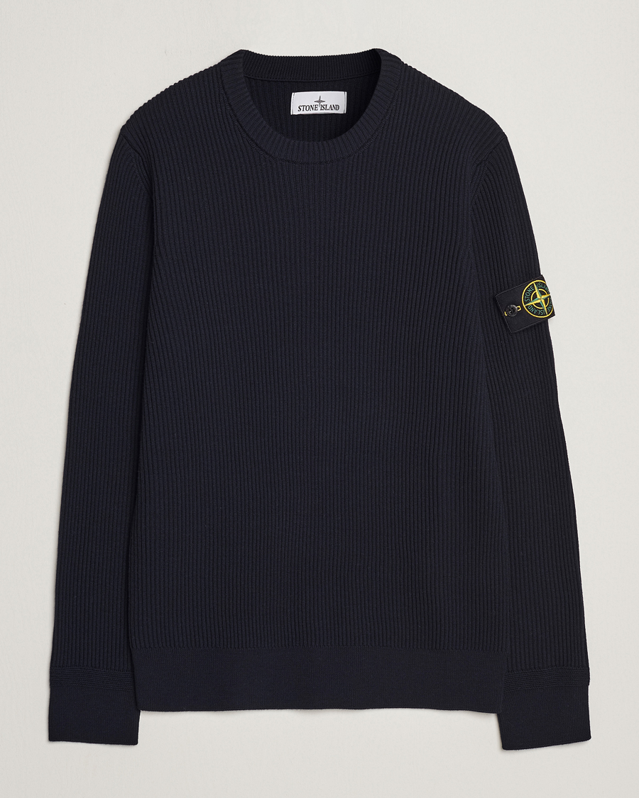 Herren | Pullover | Stone Island | Rib Knitted Wool Sweater Navy Blue