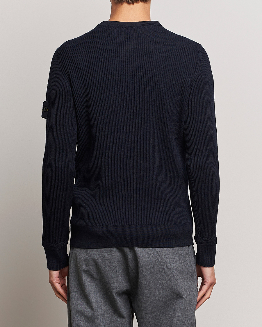 Herren | Pullover | Stone Island | Rib Knitted Wool Sweater Navy Blue