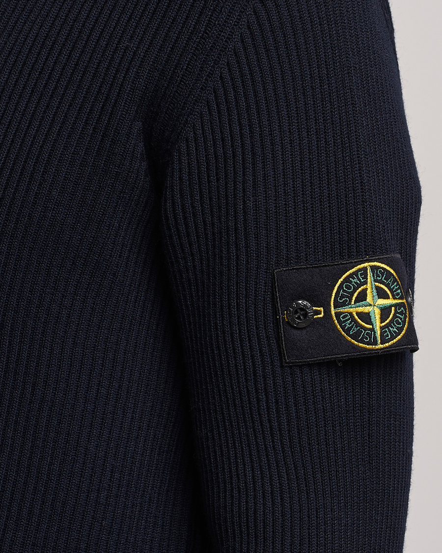 Herren | Pullover | Stone Island | Rib Knitted Wool Sweater Navy Blue