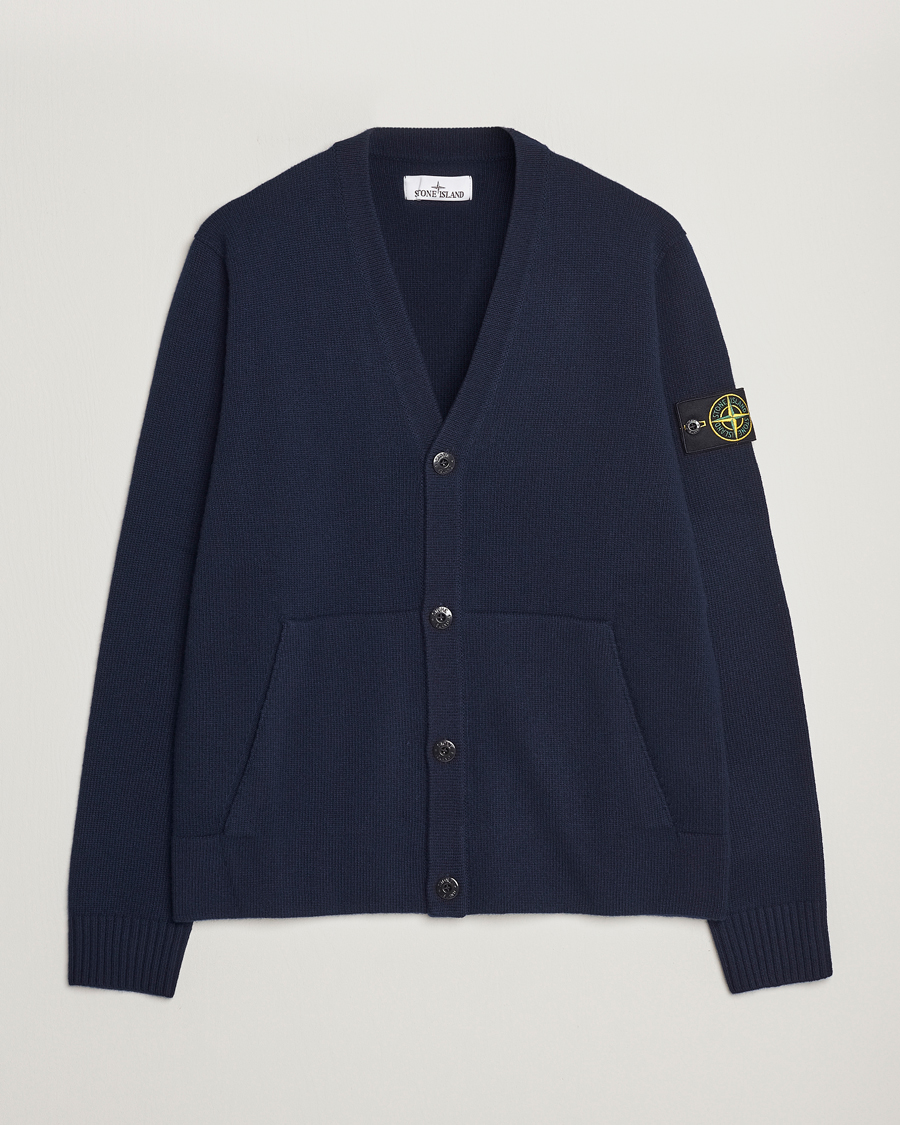 Herren | Pullover | Stone Island | Knitted Geelong Wool Cardigan Navy Blue