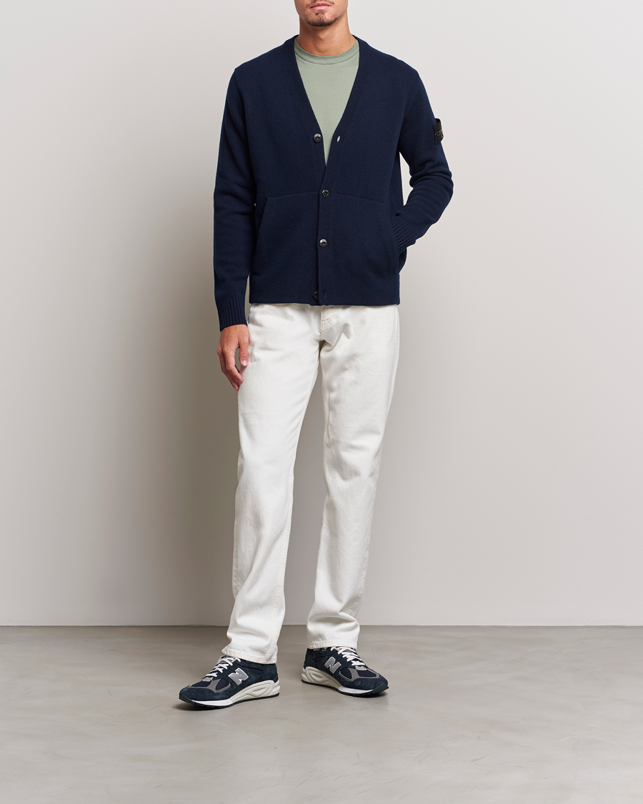 Herren | Pullover | Stone Island | Knitted Geelong Wool Cardigan Navy Blue