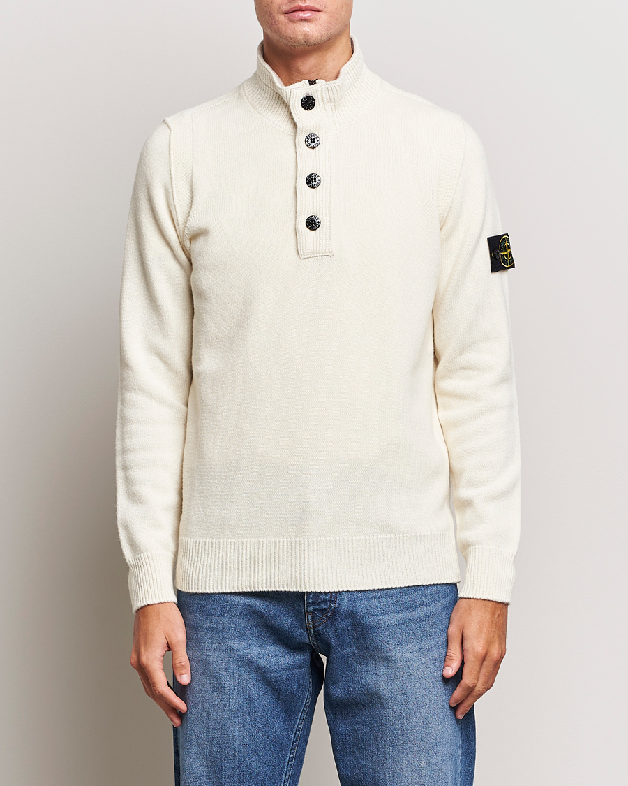 Herren | | Stone Island | Knitted Lambwool Half Button Zip Natural